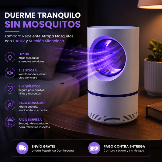 Lámpara Atrapa Mosquitos Eléctrica UV | Silenciosa y Sin Químicos