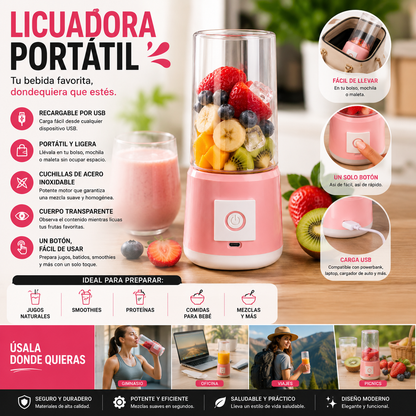 Licuadora Portatil Mge-002 Recargable USB para Jugos, Smoothies y Batidos 🥤✨
