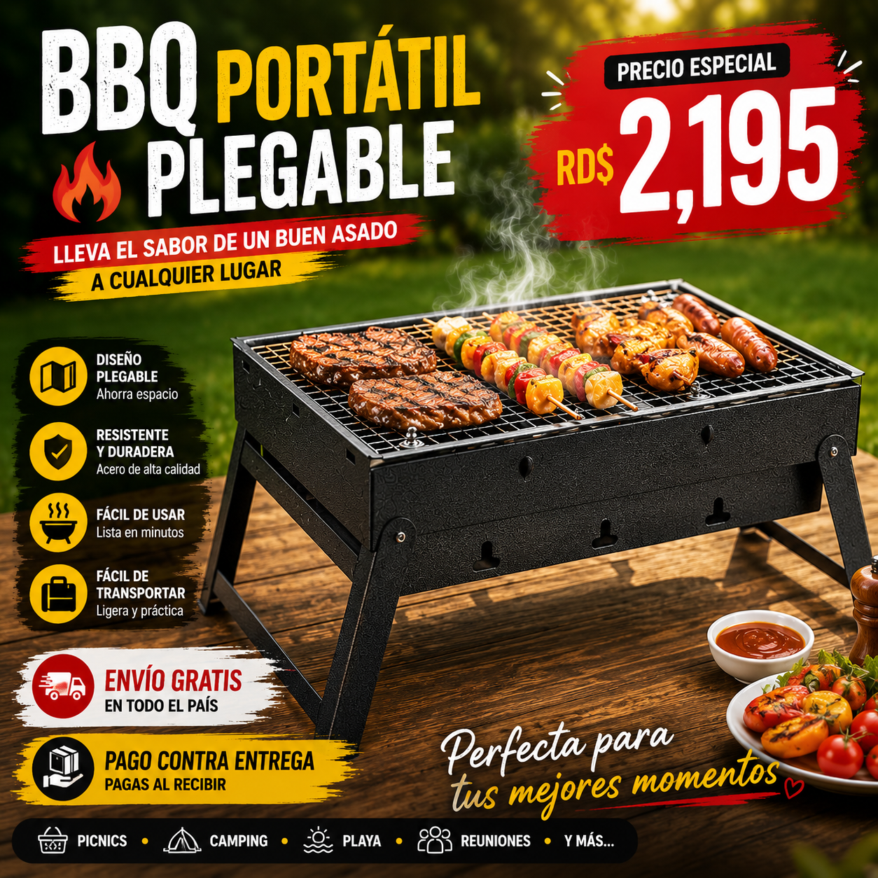 🔥 Parrilla BBQ Portátil Plegable