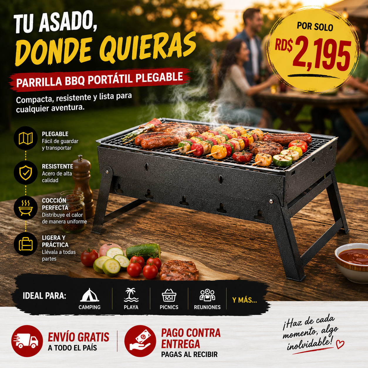 🔥 Parrilla BBQ Portátil Plegable