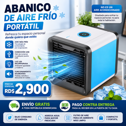 Abanico de Aire Frío Portátil | Ventilador Personal con Enfriamiento por Evaporación