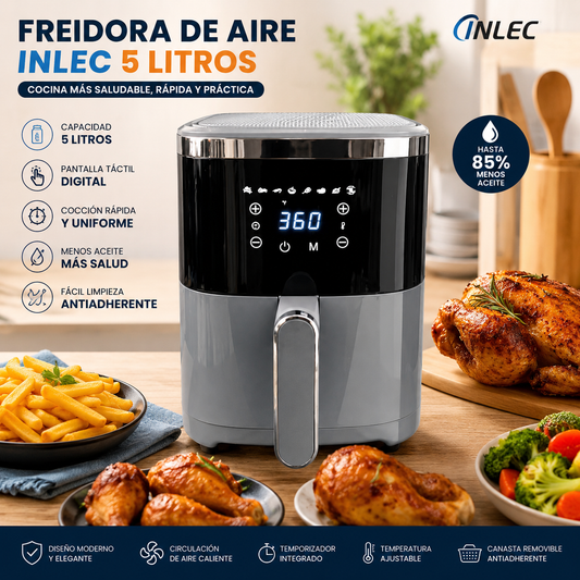 Freidora de Aire Inlec 5 Litros con Pantalla Táctil | Envío Gratis RD