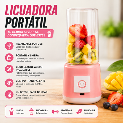 Licuadora Portatil Mge-002 Recargable USB para Jugos, Smoothies y Batidos 🥤✨