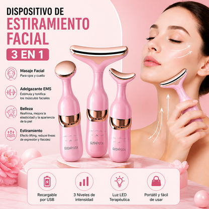 Dispositivo de estiramiento Facial 3 en 1, masaje Facial para ojos y cuello, adelgazante EMS, belleza, estiramiento