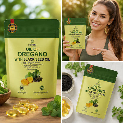 ORÉGANO OIL + BLACK SEED OIL 6000 MG (90 SOFGELS)