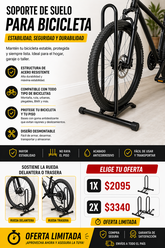 SOPORTE DE SUELO PARA BICICLETA TIPO BURRO ESTACIONARIO