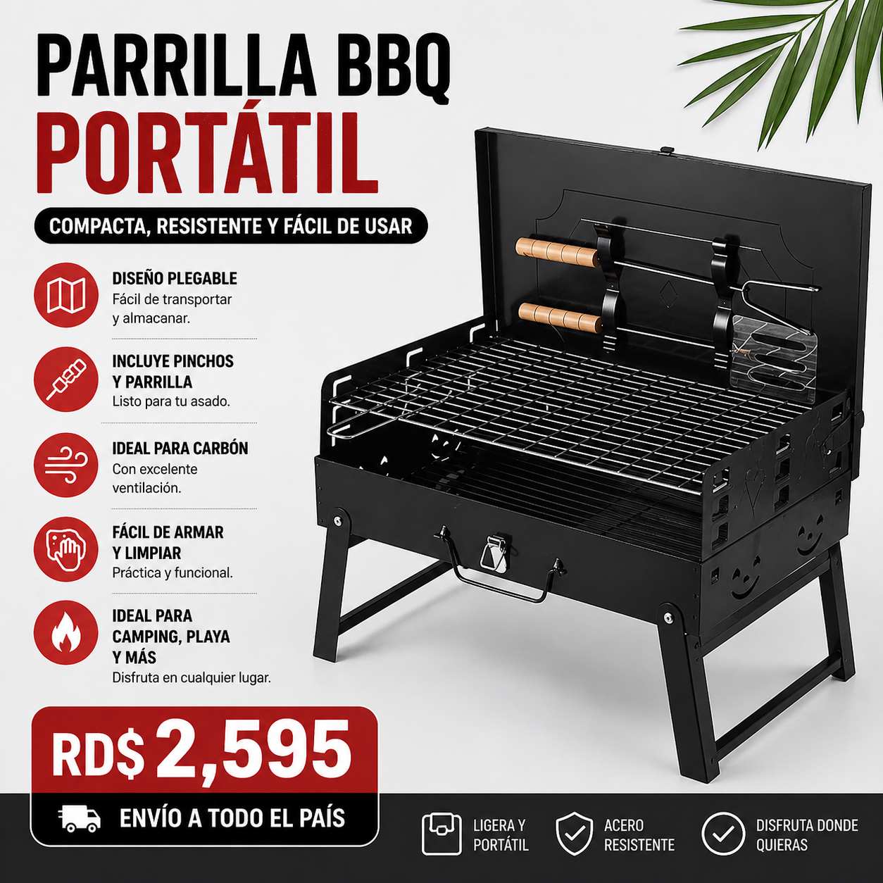 Parrilla BBQ Portátil con utensilios