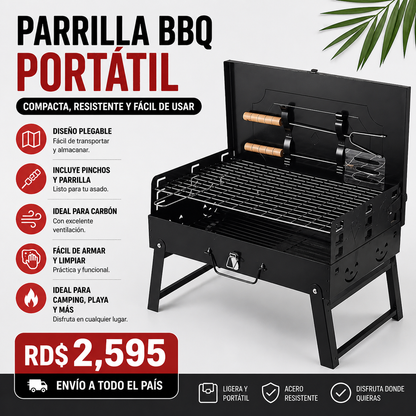 Parrilla BBQ Portátil con utensilios