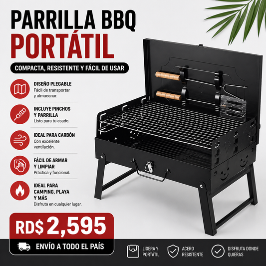Parrilla BBQ Portátil con utensilios