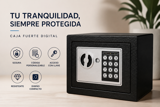 🔐Caja Fuerte Digital de Seguridad 23 cm | Código Electrónico y Llave