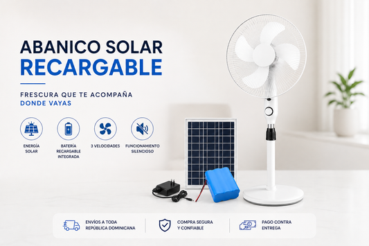 ABANICO SOLAR RECARGABLE DE 16 PULGADAS MD-12103
