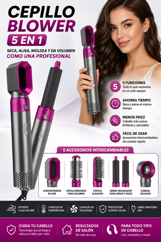 Cepillo Blower 5 en 1 Profesional
