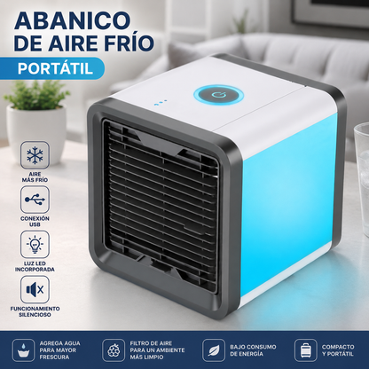 Abanico de Aire Frío Portátil | Ventilador Personal con Enfriamiento por Evaporación
