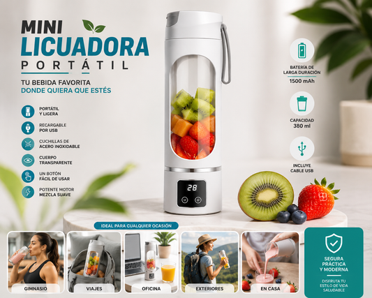 MINI LICUADORA PORTATIL XL-8 Recargable USB | Smoothies y Jugos en Cualquier Lugar