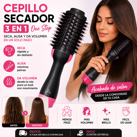 Cepillo Secador y Voluminizador 3 en 1 One Step | Seca, Alisa y Da Volumen en Minutos