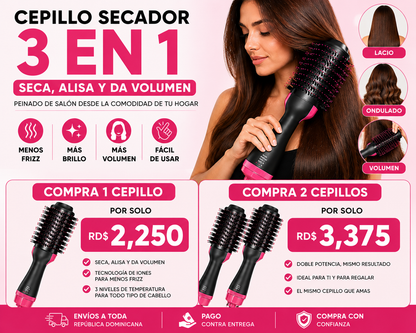 Cepillo Secador y Voluminizador 3 en 1 One Step | Seca, Alisa y Da Volumen en Minutos