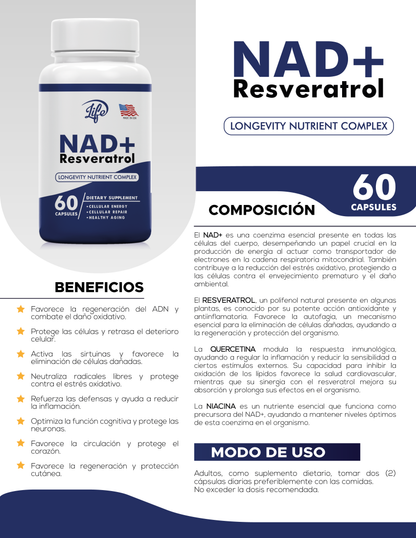 🧬 Cápsulas NAD+ con Resveratrol