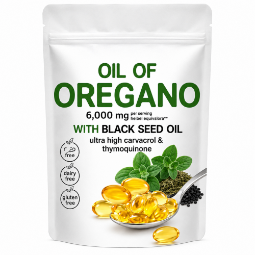 🌿 Aceite de Orégano y Comino Negro 6000 mg – 180 Cápsulas Blandas