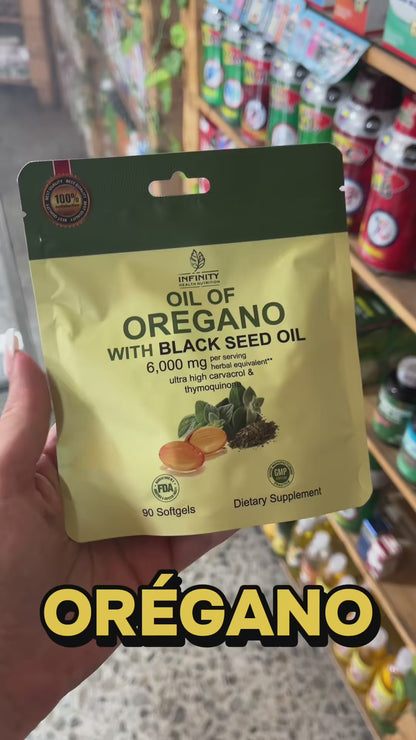 ORÉGANO OIL + BLACK SEED OIL 6000 MG (90 SOFGELS)
